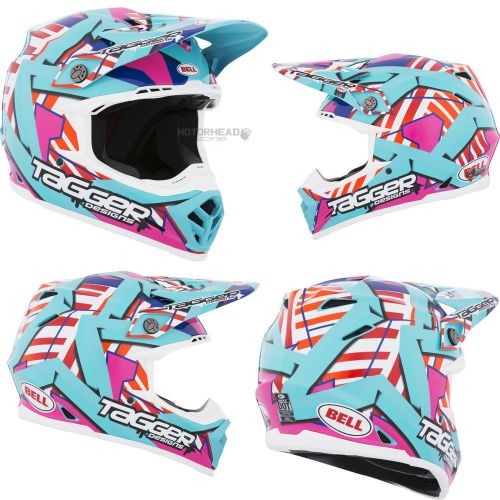Bell helmet moto-9 tagger trouble blue/pink/red xlarge adult motocross off road