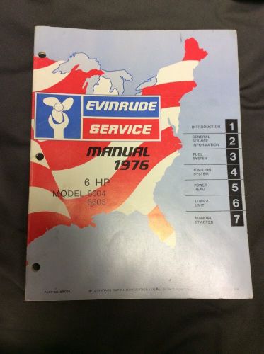 1976 evinrude outboard motor service manual 6hp model 6604, 6605