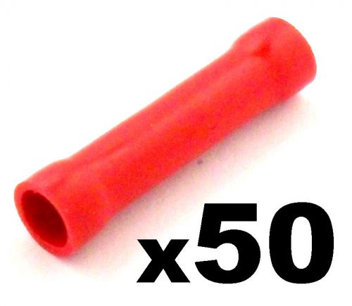 50x red insulated straight butt connector electrical crimp terminals cable wire