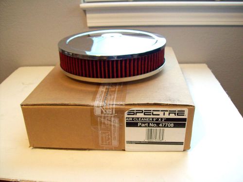 Chrome air cleaner 9&#034; x 2&#034; fits chevy ford mopar spectre 47708 washable filter
