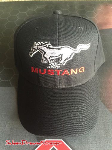 Running pony mustang embroidered black hat cap gt shelby svt cobra boss ford