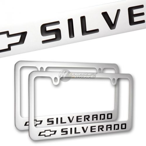 2pcs silverado chrome plated brass license plate frame hand painted engraved
