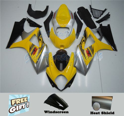 Fit for suzuki 07-08 gsxr1000 k7 injection yellow silver abs fairing plastic i32