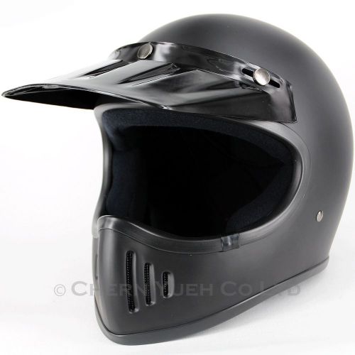 Moto 3 star vintage style off-road motocross helmet mat black dot x-large new!