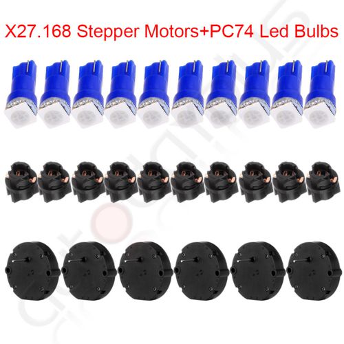 6 x27.168 stepper motor speedometer kit+instrument pc74 hole bulbs blue for gm