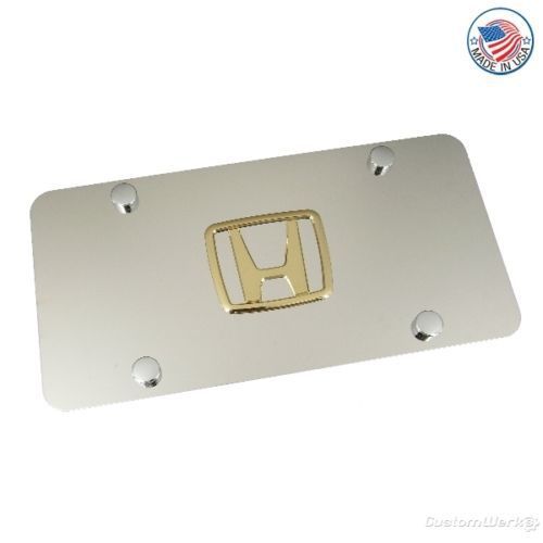 Honda gold logo on polished license plate - new!