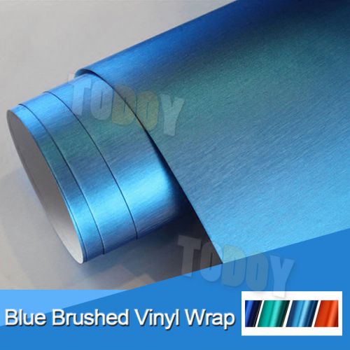 24&#034;x60&#034; blue brushed aluminum vinyl car wrap sticker film bubble free diy