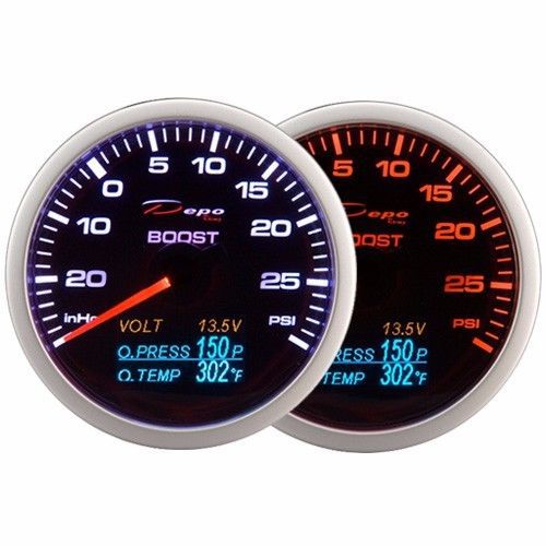 Depo racing 60mm boost turbo volt oil pressure&amp;oil temperature gauge 4 in 1 psi