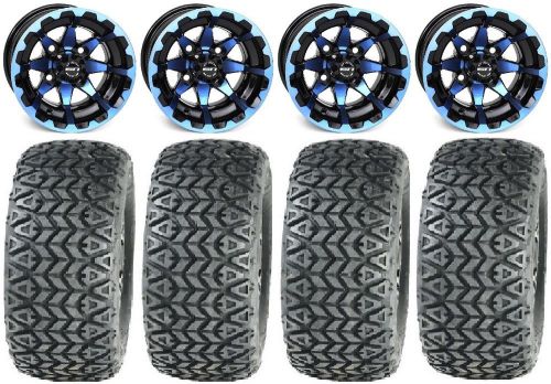 Sti hd6 blue/black golf wheels 12&#034; 23x10-12 all trail tires e-z-go &amp; club car