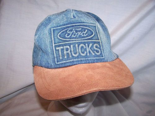 #735c - pressed denim ford trucks hat, cap - suede bill