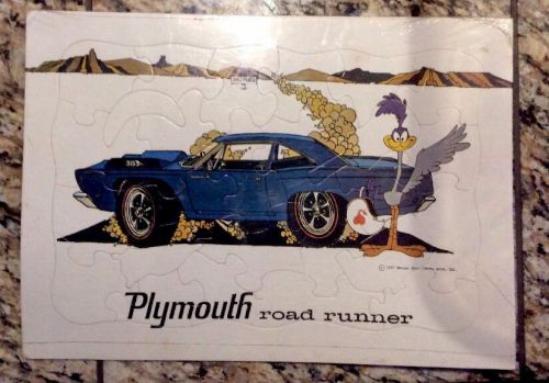 Vintage 1968 plymouth road runner jig-saw puzzle 1967 promo -seven arts inc