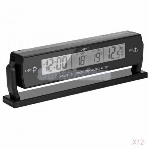 12x auto car temperature voltage clock digital lcd thermometer meter monitor