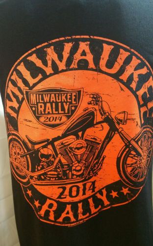 Milwaukee bike rally 2014 motorcycle men&#039;s t shirt black w/ orange size 4xl #2
