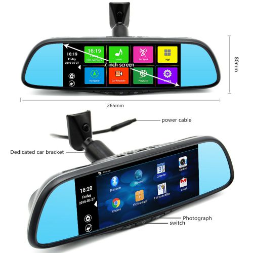 New 7 inch special android 4.4 car dvr dual lens camera rearview mirror full hd