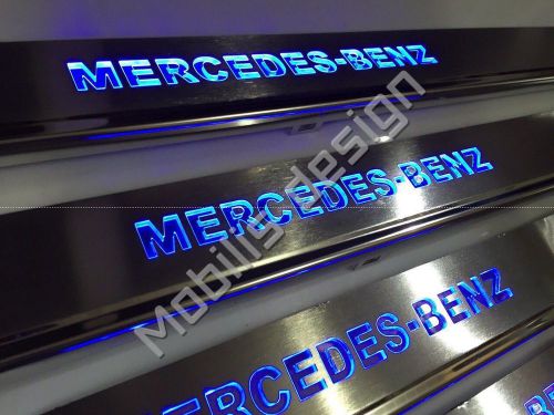 Door sill panels, stainless steel, led for mercedes-benz w140 hq se oem