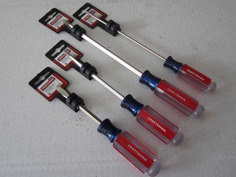 Lot of craftsman screwdrivers - flat tip - 4" to 8" with a long cabinet driver
