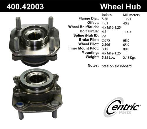 Centric 400.42003e front wheel bearing & hub assy