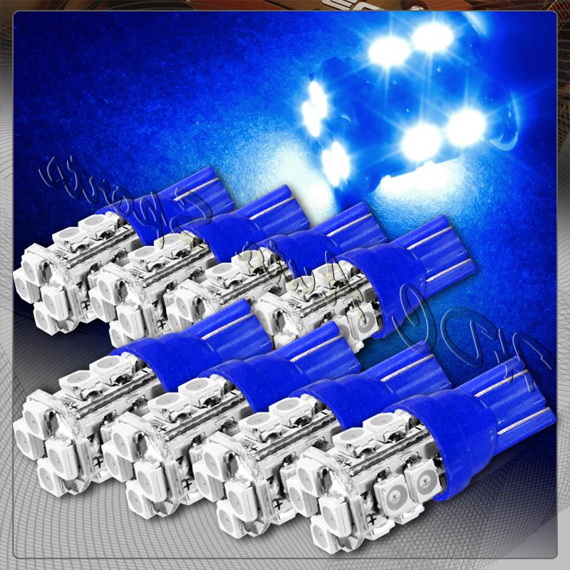 8x 12 smd t10 194 12v interior instrument panel gauge replacement bulbs - blue
