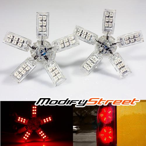 2x 40 smd 5 arms spider 3157 3357 red led light bulbs parking tail brake lamps