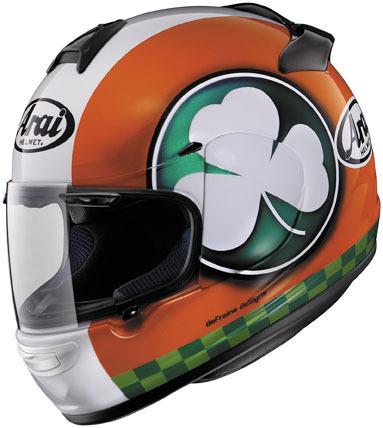 New arai vector-2 full-face adult helmet, blarney/green/orange, xs