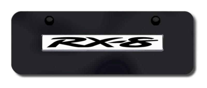 Mazda rx8 name chrome on black mini license plate made in usa genuine