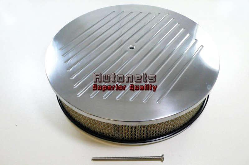 14" round polished ball milled aluminum air cleaner street hot rat rod breather
