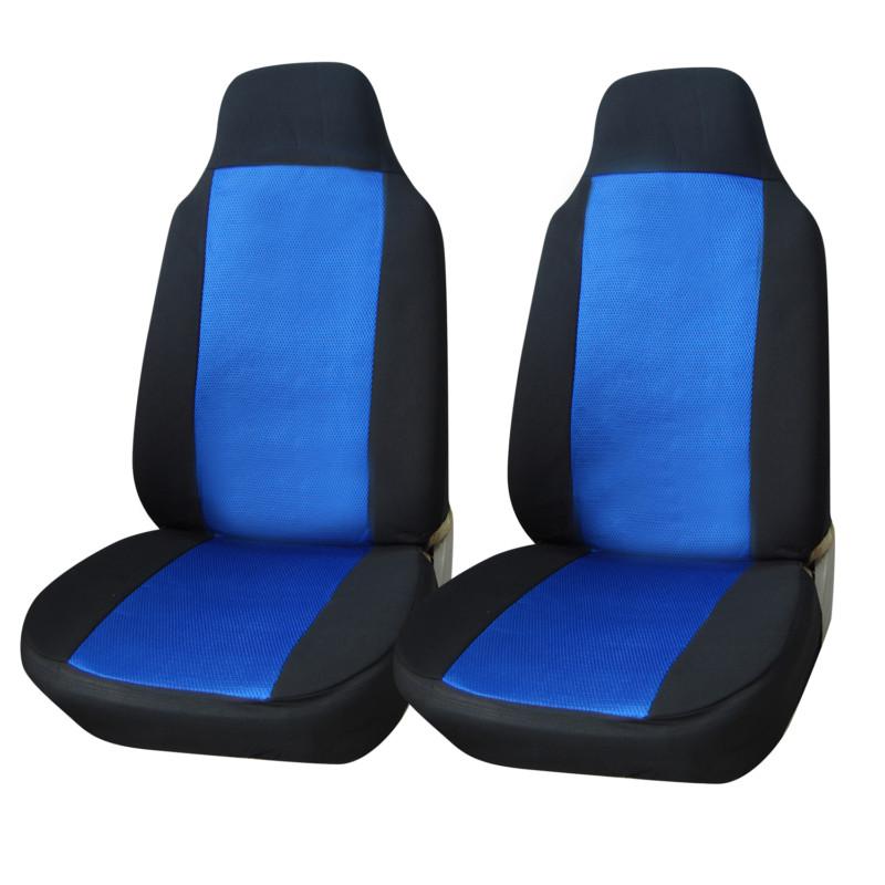 Adeco 2-piece universal size car vehicle front seat cover set  - black and blue