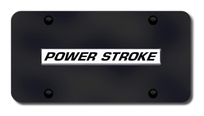 Ford powerstroke name chr/blk license plate made in usa genuine