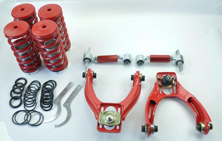 Honda civic 96-00 front rear camber kits & lowering coilover springs - red