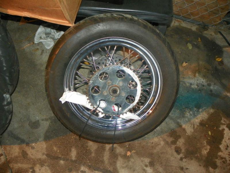 Harley late shovelhead touring fx fxr rear wheel with sprocket &  rotor oem