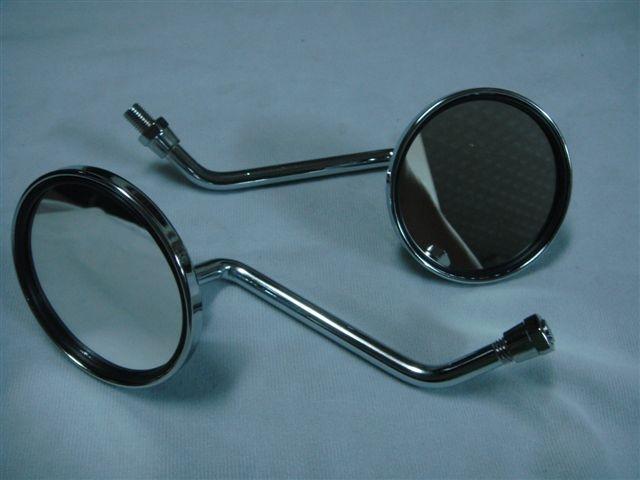 Motorcycle 8mm clockwise round rear view mirror chrome