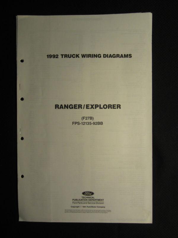 1992 ford ranger explorer f27b truck electrical wiring diagrams service manual  