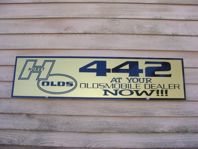 1960's hurst oldsmobile 442 classic/antique auto garage art dealer/service sign