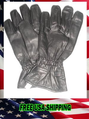 Black leather motorcycle riding gloves xl