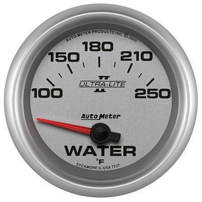 Autometer gauge ultra-lite ii water temp 100-260 degs f 2 5/8" dia silver face e