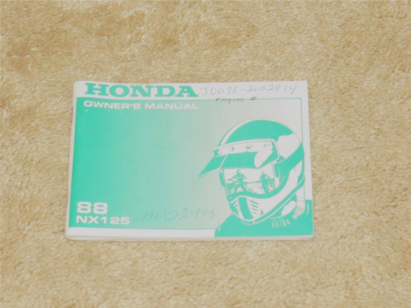 Honda nx 125 factory owners manual 1988