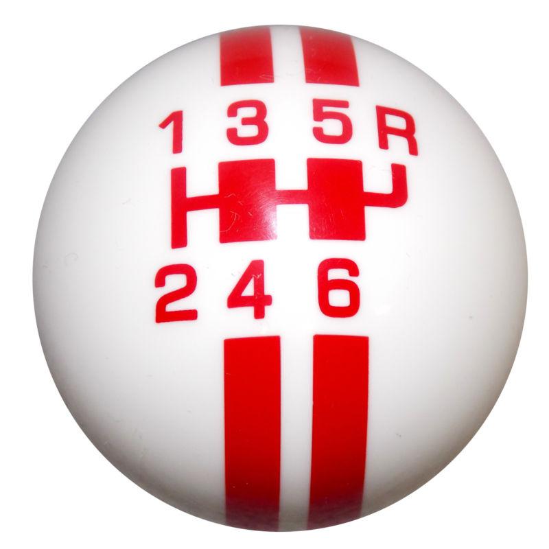 Rally stripe 6 speed white w/ red shift knob hot rod muscle car truck