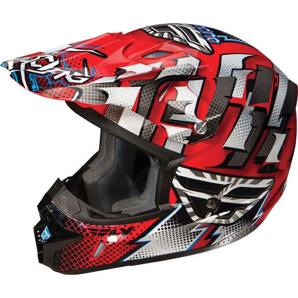Red/white/black l fly racing kinetic dash youth helmet