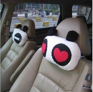 Super funny panda neck head rest cushion pillow for auto car seat 1 pair
