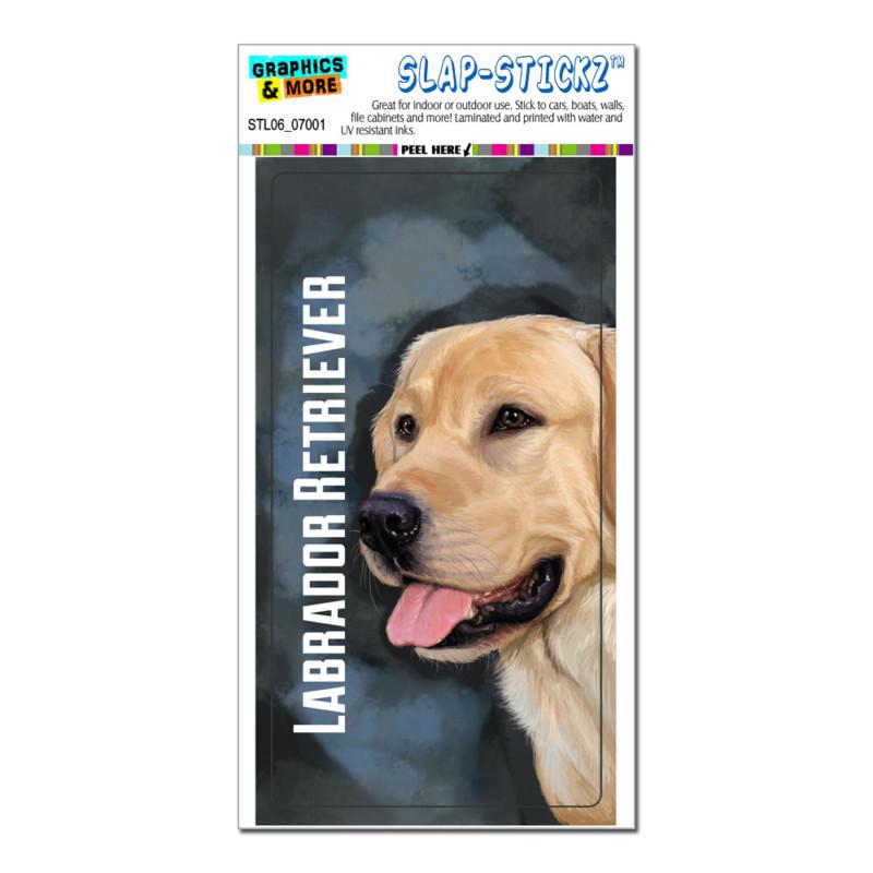 Yellow labrador retriever blue - dog pet - slap-stickz™ window bumper sticker