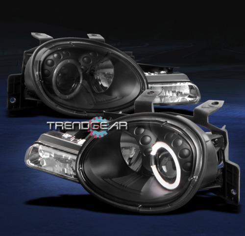 95-99 dodge/plymouth neon halo black projector head light+parking left+right set
