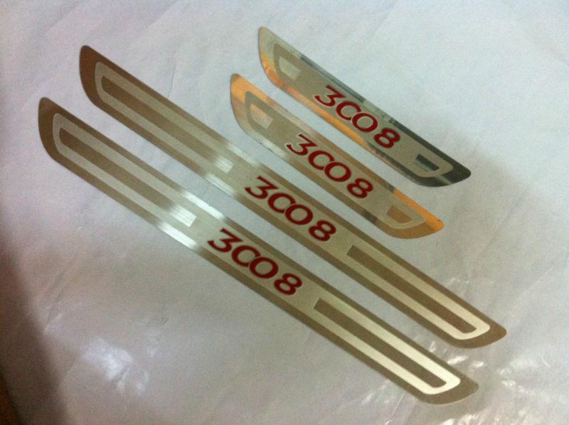 Stainless etching door sill trim scuff protector fit 12+ peugeot 3008