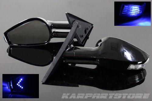99-04 ford mustang f430 style side power mirrors led blue arrow signal lh/rh