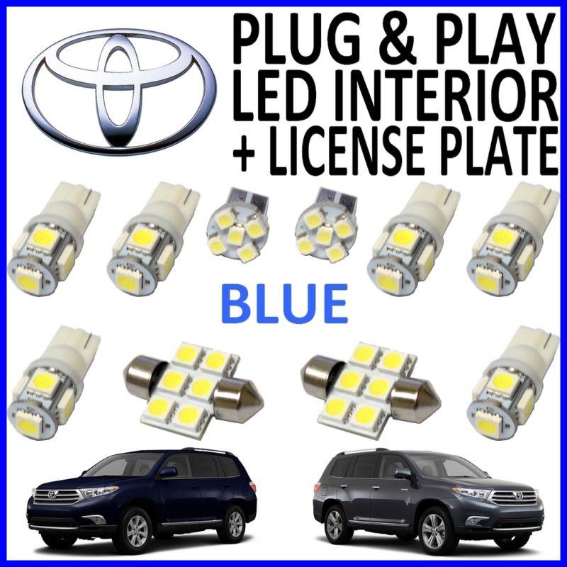 10 piece super blue led interior package kit + license plate tag lights th1b