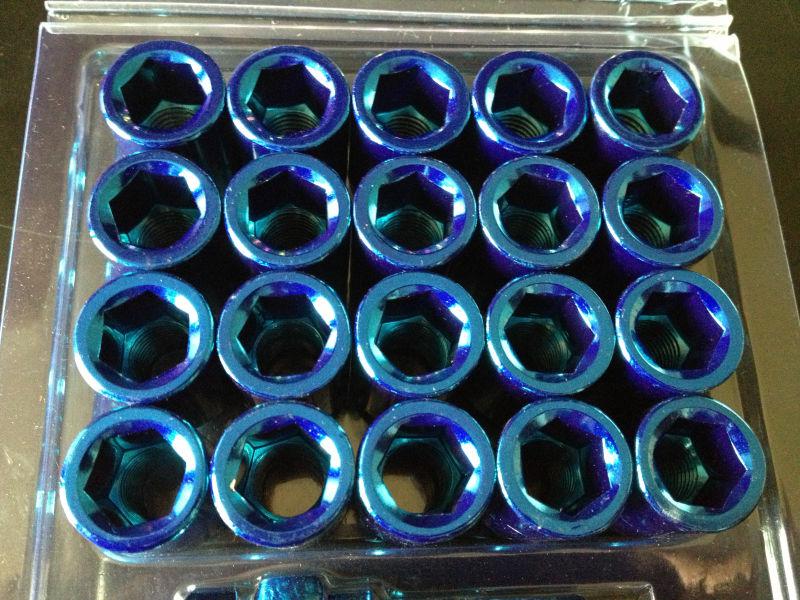 20 pcs wheel lug nuts kit set heptagon 12mm x 1.25 blue open end m12 x 1.25 h