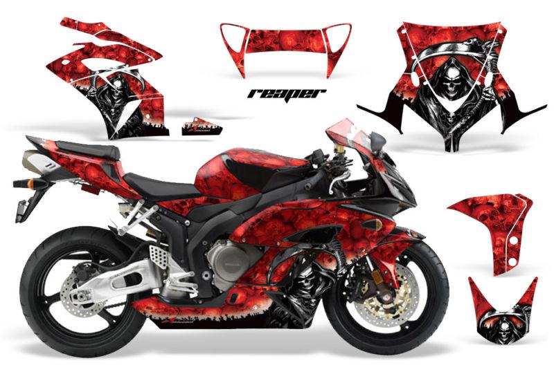 Amr racing graphics decal wrap kit- honda cbr1000 street bike, 04-05 reaper red