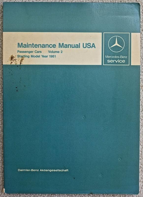 Mercedes benz maintenance manual usa 1981 volume 2