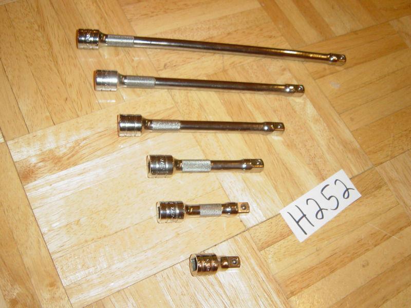 Snap on tools 6 piece 3/8 drive knurled extension set 5 new 1 used