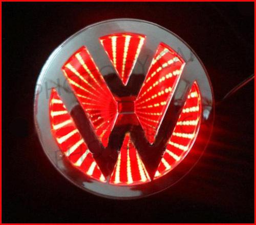 Red car 3d logo light emblem pvc auto led lamp truck tail car badge for vw