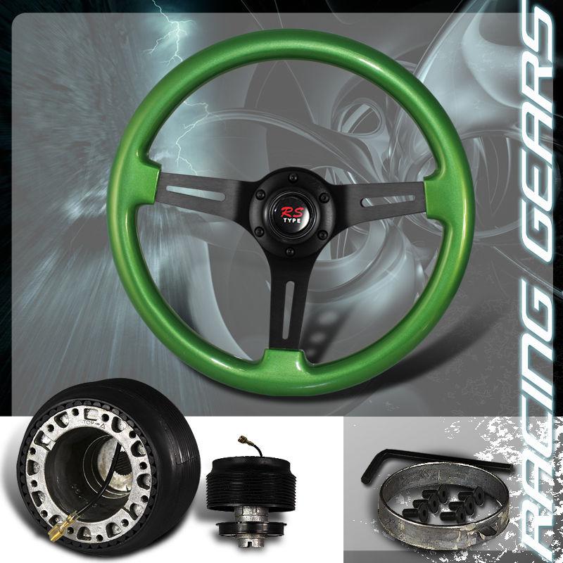 Mazda 345mm 6 hole green wood grain style deep dish steering wheel + hub adapter